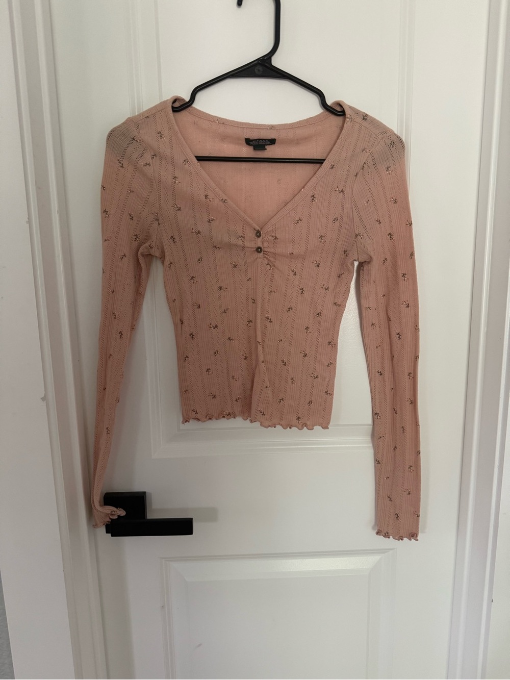 Target Blush Pink Ribbed Long-Sleeve Henley Top